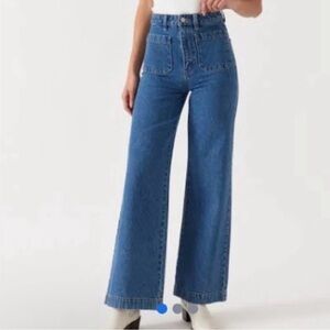 Rolla’s High Rise Patch Pocket Boho Coastal Cowgirl Preppy Wide Leg Jeans 25